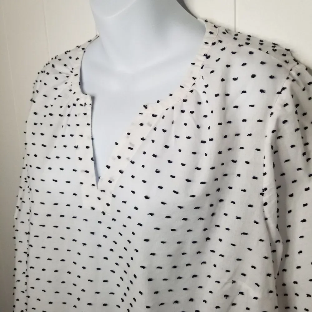 Lane Bryant Women's Top Size 18 Long Sleeve Polka Dot Textured Blouse